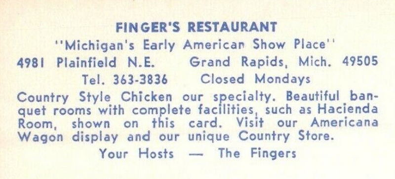 Fingers Restaurant - Vintage Postcard